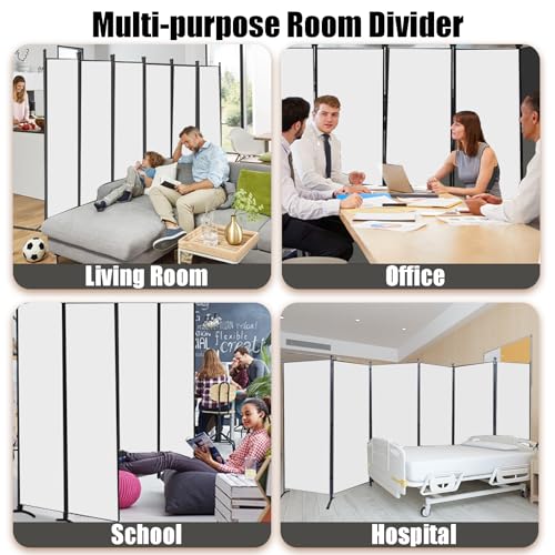 4 Panel Folding Room Divider Privacy Screen with Steel Frame P539789