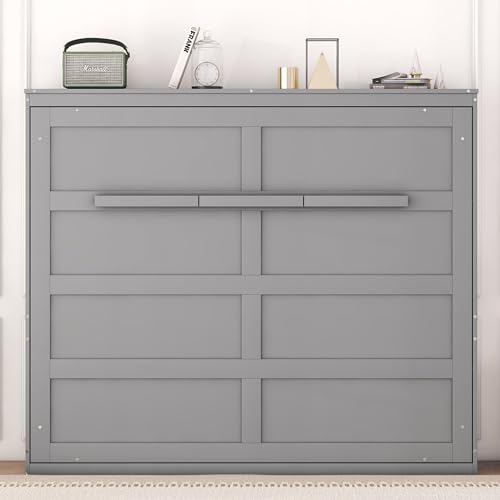 Modern Farmhouse Solid Wood Murphy Cabinet Bed Queen K425