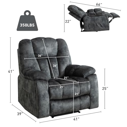 Manual Recliner Chair for Adults with Massage and Heat, Fabric, Brown C9569