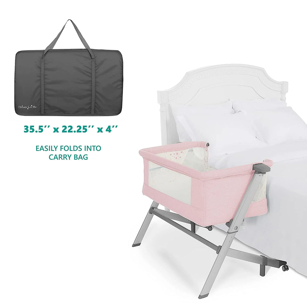 Pink Portable Baby Bassinet with Adjustable Height and Foldable Design V86789