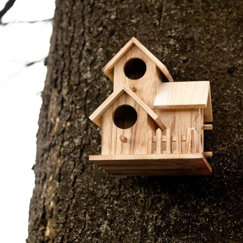 Wooden Bird House for Outdoor Hanging, Handmade Natural for Backyard Decor Y1673