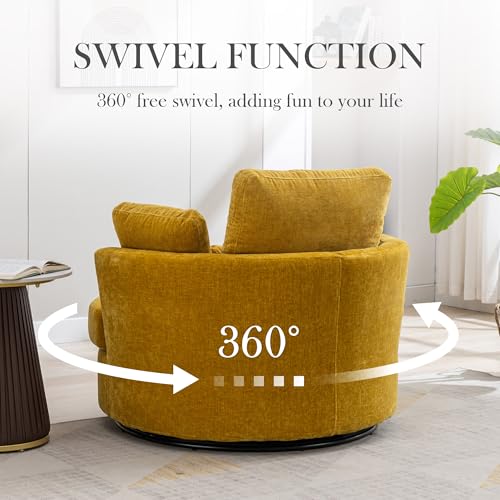 Oversized Swivel Barrel Chair with Ottoman, Chenille, Beige X252712