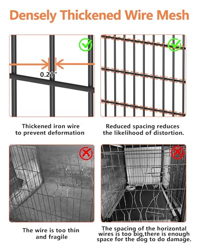 Dog Crate Furniture with Cushion, Heavy-Duty Metal Mesh, Wooden End Table with Double Doors, Indoor Kennel for Small Breed, Grey K856