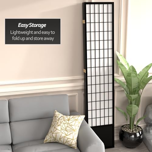 7 ft. Tall Window Pane Shoji Screen Room Divider, 3 Panels T5246