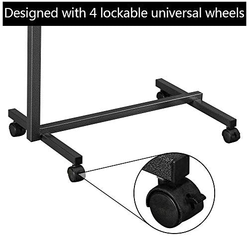 Tilting Overbed Table with Wheels and Brake, Adjustable Bedside Table for Hospital and Home Use T839