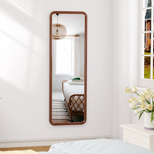 63"x18" Wooden Full Length Mirror, Standing Floor Mirror, Wall-Mounted A4496