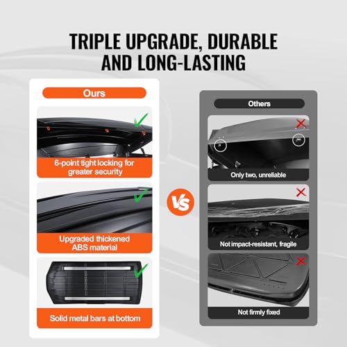 Rooftop Cargo Carrier, 22 Cubic Feet, Hard Shell Roof Box, Dual-Sided Opening, Black H367601