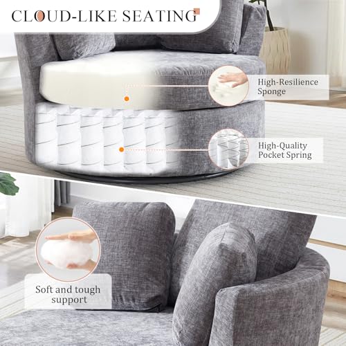 Swivel Barrel Chair with Ottoman for Living Room Bedroom, White W553228