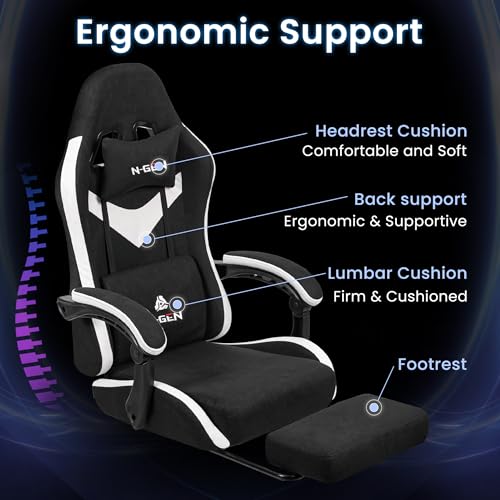 Gaming Chair with Footrest Lumbar Support High Back Recliner Ergonomic Leather Q8605