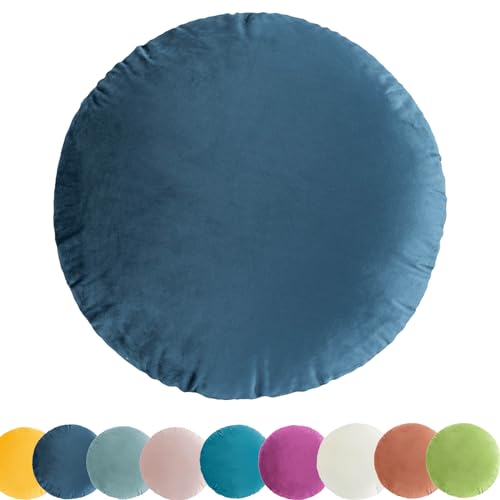 Round Throw Pillow, 18” Super Soft Round Decorative Pillows Round Floor Pillow for Couch Bed Sofa，Ultra Fluffy Feather-Like Touching Decor (Yellow)