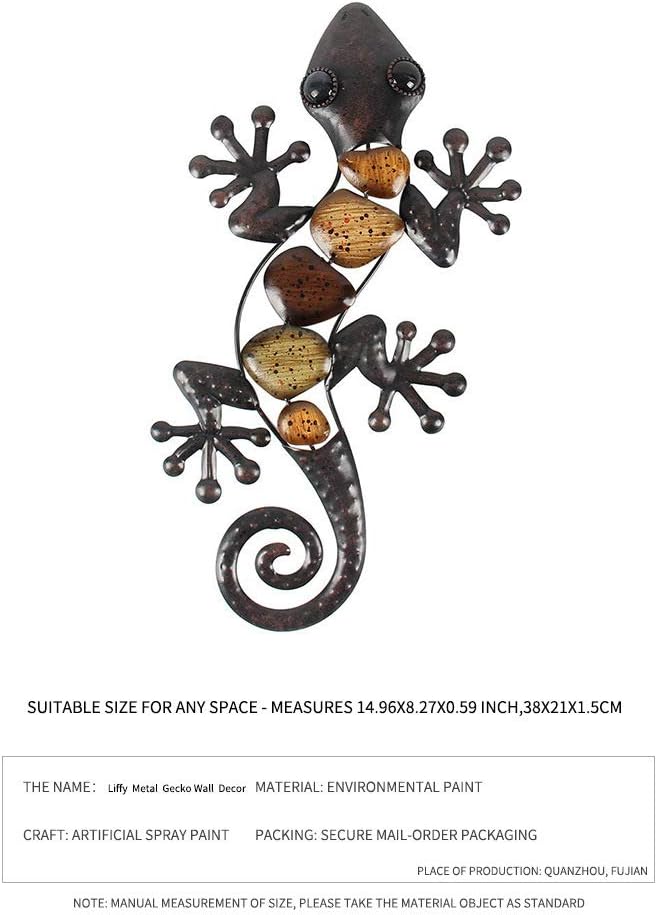 Metal Gecko Wall Decor for Garden Outdoor Statues 2 Pack C432