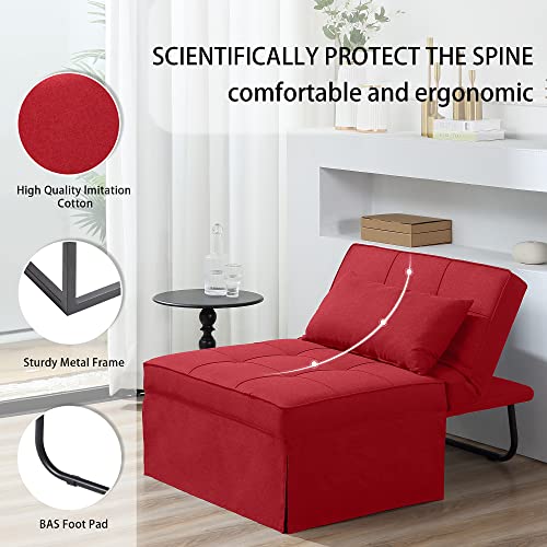 Sofa Bed Folding Ottoman Couch with Adjustable Backrest, Dark Grey C9023