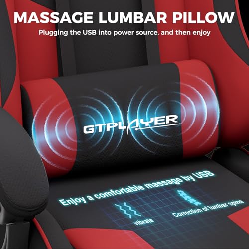 Gaming Chair with Footrest and Lumbar Support, Height Adjustable, 360° Swivel, Blue U7447