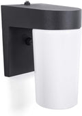CORAMDEO Commercial Residential Modern LED Jelly Jar Light, Dusk to Dawn Photocell, Wet Location, Built in LED Color Select Switch for 3K / 4K / 5K, 900 Lumens, Black Cast Aluminum with White Lens