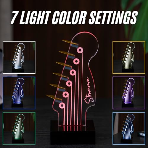 LED Guitar Pick Holder with 7-Color Changing Light, Holds 6 Picks, USB Powered X1551
