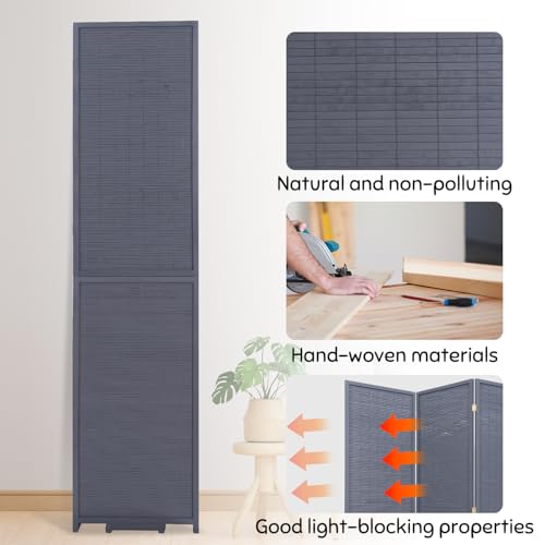 Bamboo Room Divider Folding Privacy Screen, 4 Panel, Beige T32841