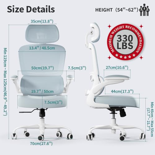 Ergonomic Mesh Office Chair with Wheels, High Back, 330 LBS Capacity C667113