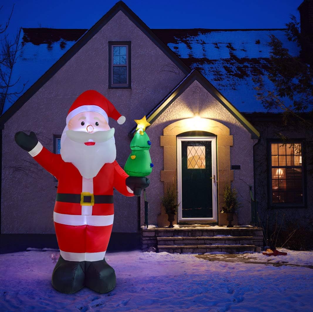 8ft Christmas Inflatable Santa Claus with LED Lights for Indoor Outdoor Yard Decor H605266