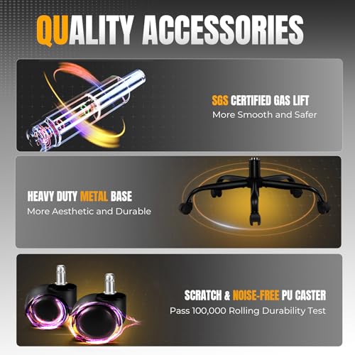 Gaming Chair Ergonomic Office Chair with Foot Rest, Breathable Fabric Computer Chair with Headrest and Lumbar Support V504535