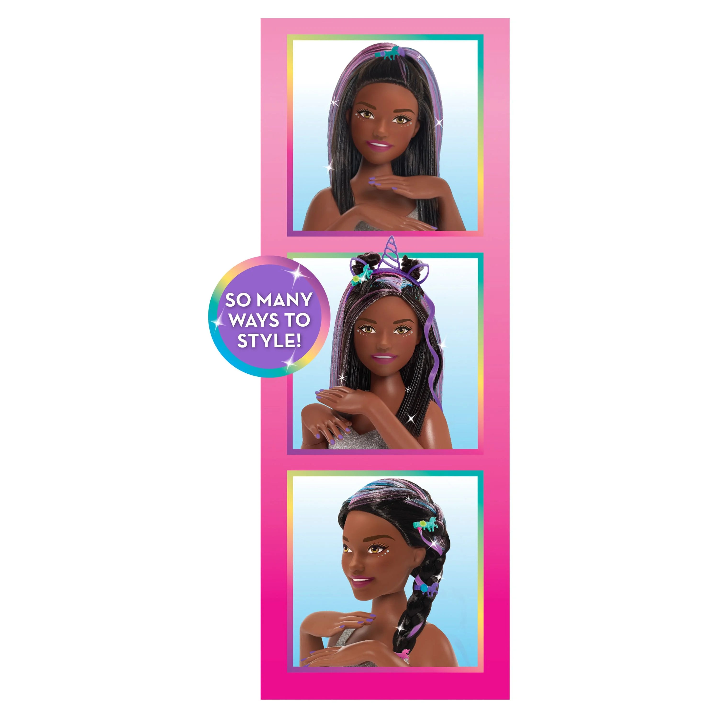 Glitter and Go Styling Head with Black Hair, Kids Toy for Ages 5 Up E551