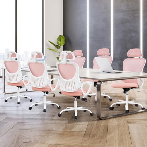 Ergonomic High-Back Mesh Office Chair with Wheels, Pink X2221
