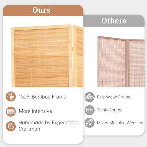 Bamboo Room Divider Folding Privacy Screen 4 Panel Freestanding F401