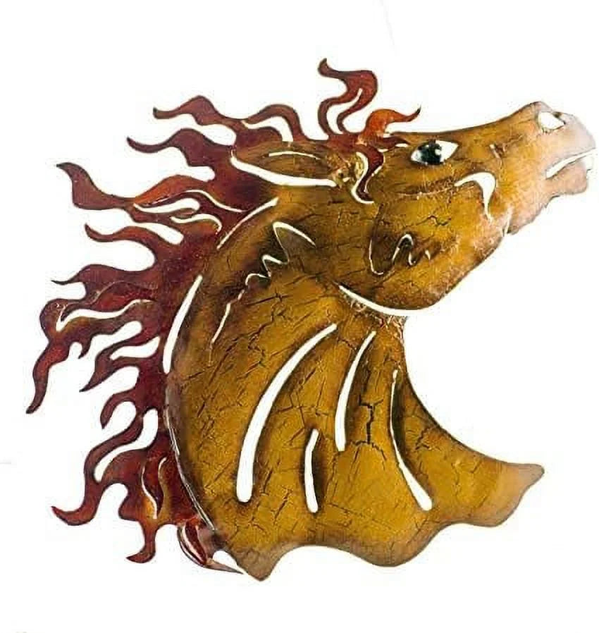 Painted Iron Horse Head Wall Art A359459