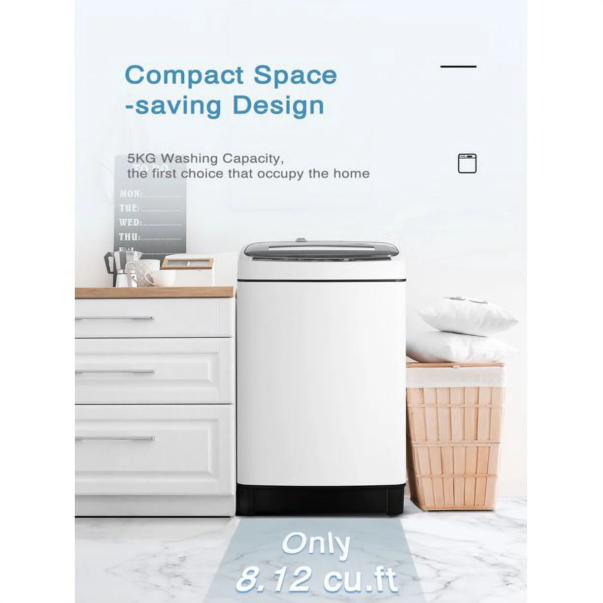 Portable Washing Machine, Compact Washer with Drain Pump, 11lbs Capacity V103554