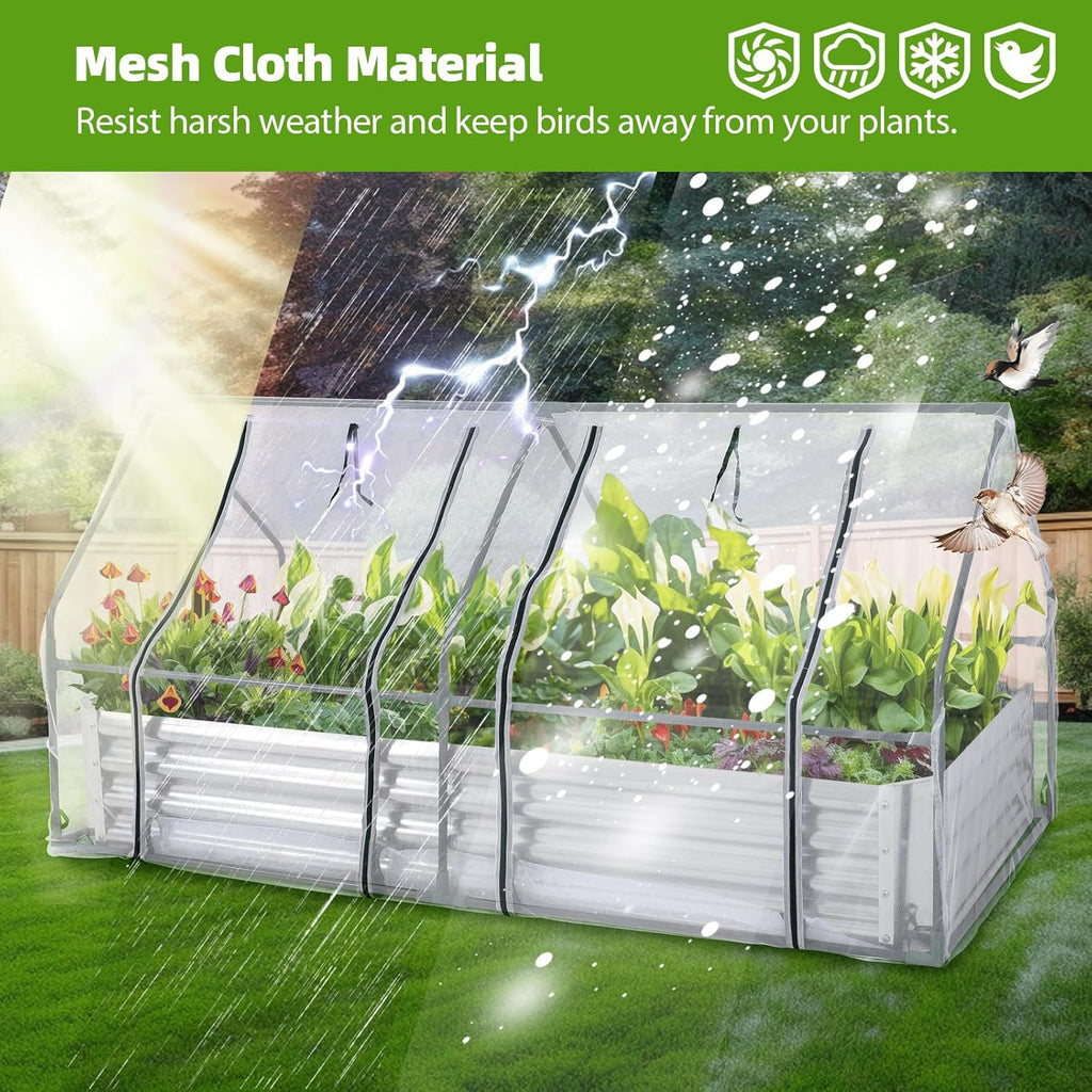 Galvanized Raised Garden Bed with Greenhouse Cover V419003