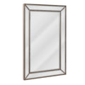 Head West Champagne Silver Metro Beaded Glass Framed Vanity Mirror - Rectangle Mirror for Bathroom & Living Room - Bevel-Edge Design with 4 D-Ring Hangers for Vertical & Horizontal Placement - 20"x32"