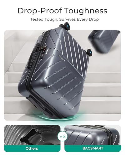 Carry On Luggage 22x14x9 with TSA Lock, Hardside Spinner Suitcase 20 inch Black P3277