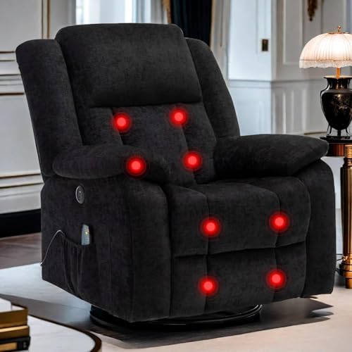 Swivel Glider Recliner Chair with Massage and Heating U85854