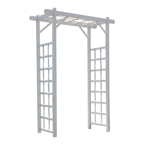 Dura-Trel Elmwood Arbor, 57 by 84 Inch PVC Patio Garden Arch, Outdoor Lattice Frame Decoration or Trellis for Climbing Plants, White
