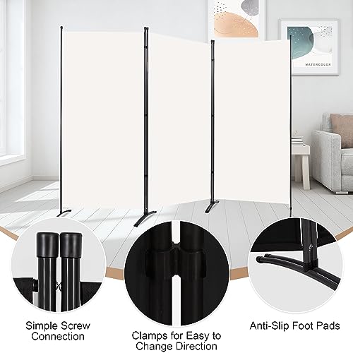 4 Panel Folding Room Divider Privacy Screen with Steel Frame P539789
