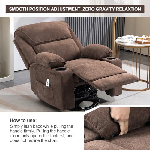 Massage Heated Swivel Rocking Recliner Chair with Cup Holders Z657