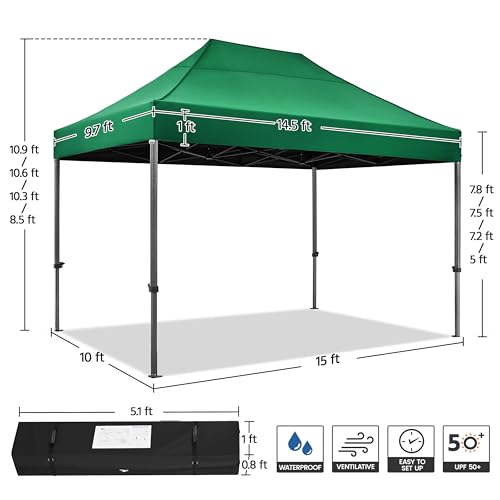 Heavy Duty Pop Up Canopy Tent 10x20 with Wheeled Carry Bag, White X6840