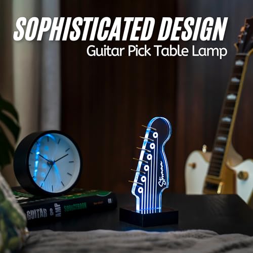 LED Guitar Pick Holder with 7-Color Changing Light, Holds 6 Picks, USB Powered X1551