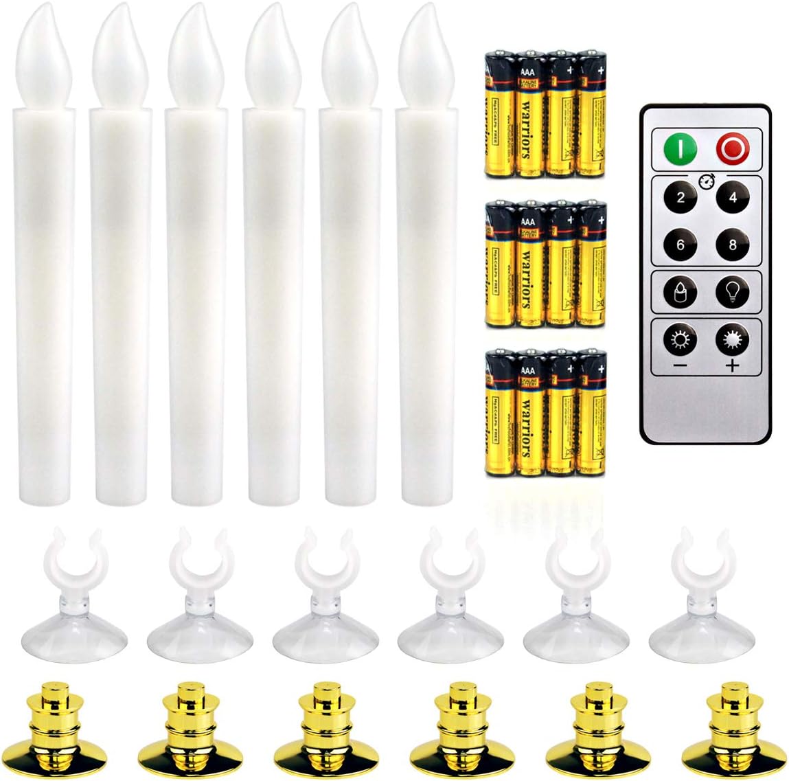 Christmas Window Candles with Timer, Battery Operated LED Taper Set A2557