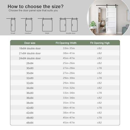 White Barn Door with Sliding Hardware Kit, 7FT, 5-Panel K864232