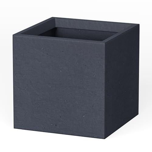 Kante 10 Inch Square Concrete Planter for Outdoor Indoor Home Patio Garden, Large Plant Pot with Drainage Hole and Rubber Plug, Weathered Concrete