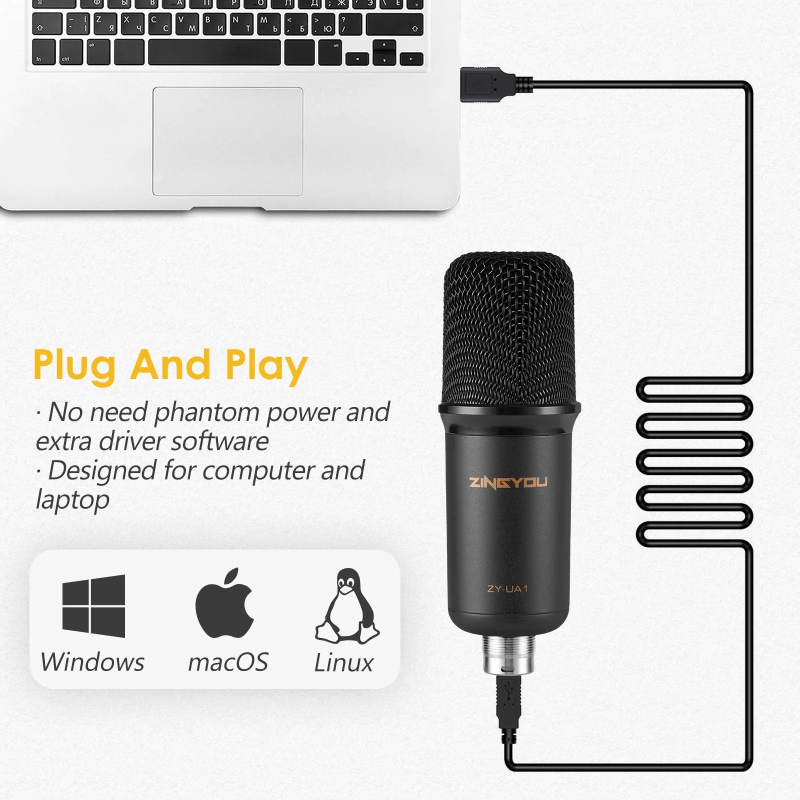 USB Microphone Bundle for Computer Recording Podcasting Gaming Streaming X79762