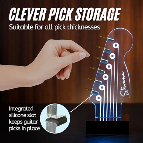 LED Guitar Pick Holder with 7-Color Changing Light, Holds 6 Picks, USB Powered X1551