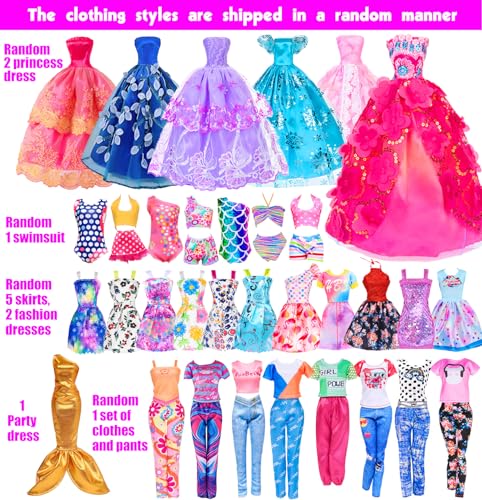 105 Pcs Doll Wardrobe Playset with Doll, Clothes, Shoes and Hangers N690