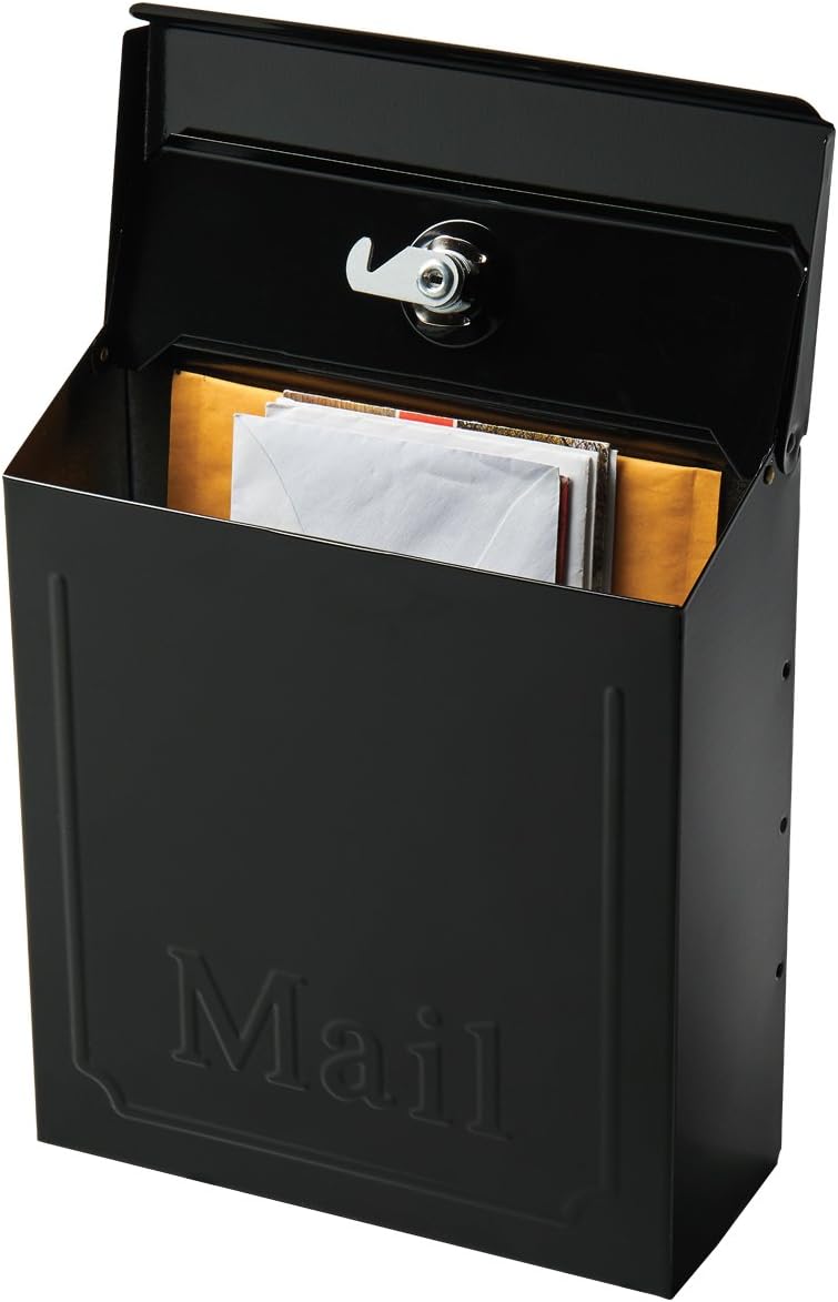 Wall Mount Mailbox, Galvanized Steel, Black B321