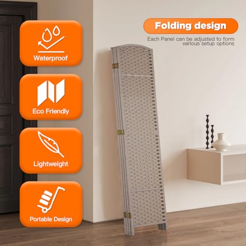 4 Panel Room Divider Screen 5.6 Ft Tall Folding Privacy Partition N658