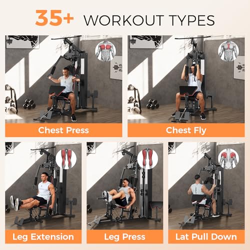 Home Gym Equipment with 150LBS Weight Stack and Pulley System R3045