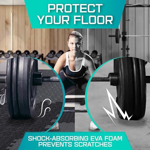 Puzzle Exercise Mat for Home Gym, EVA Interlocking Foam Floor Tiles with Border I79139