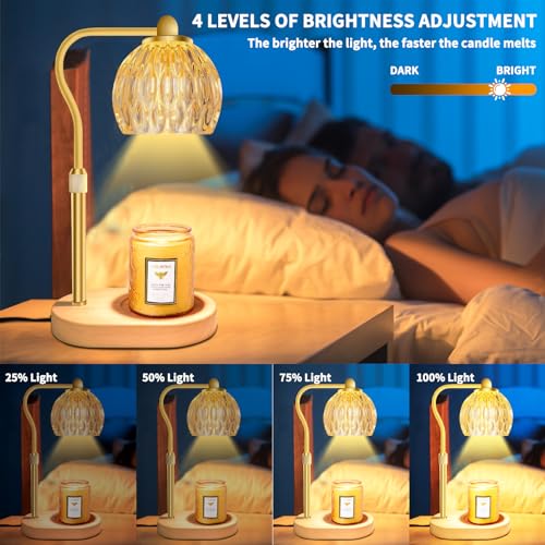 Candle Warmer Lamp with 3 Bulbs, Timer, Dimmable Height for Jar Candles C6036