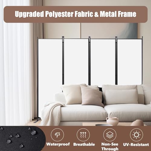 4 Panel Folding Room Divider Privacy Screen with Steel Frame P539789