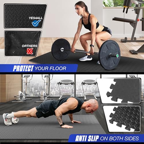 Puzzle Exercise Mat for Home Gym, EVA Interlocking Foam Floor Tiles with Border I79139